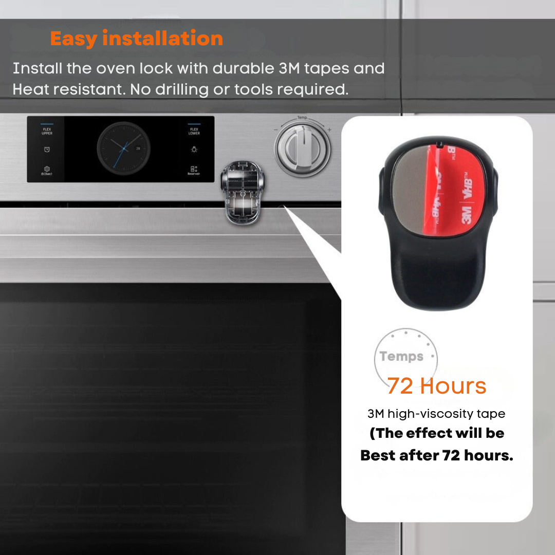 Cerradura para Horno con Seguridad Infantil | Cerradura Segura para Horno sin Taladrar | Pack de 2 Unidades