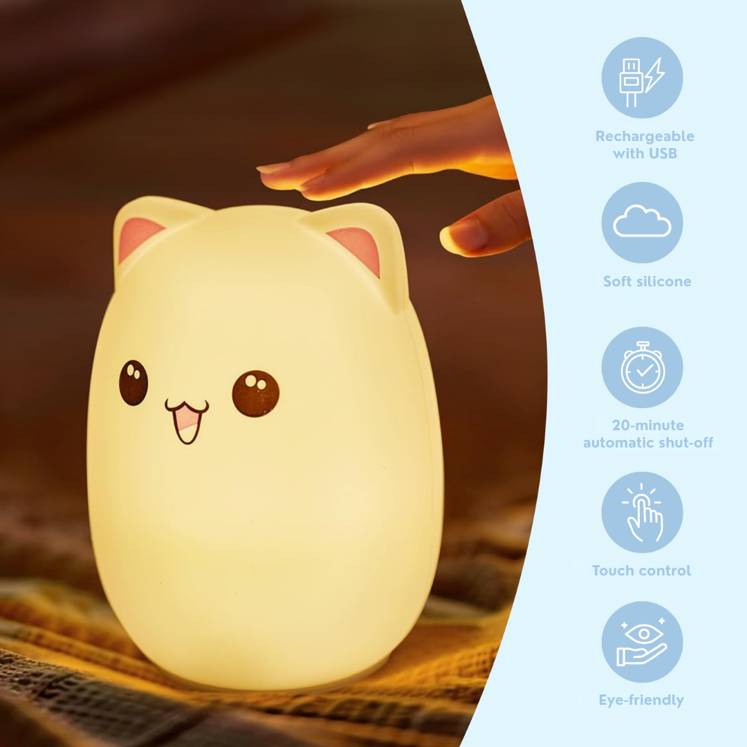 Veilleuse enfant animaux | Lampe en silicone avec commande tactile | Canard, faon ou chaton