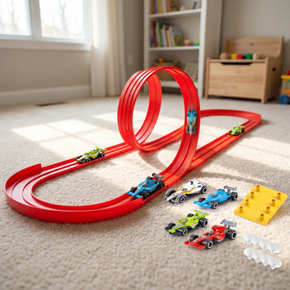 Flexibele speelgoed racebaan met 4 mini raceauto’s – ultiem rennenspel voor kinderen