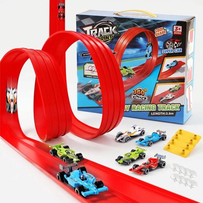 Flexibele speelgoed racebaan met 4 mini raceauto’s – ultiem rennenspel voor kinderen