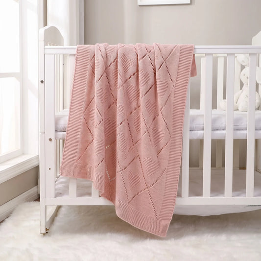 Gebreide Babydeken | Zachte Katoenen Deken voor Baby | Vier Kleuren