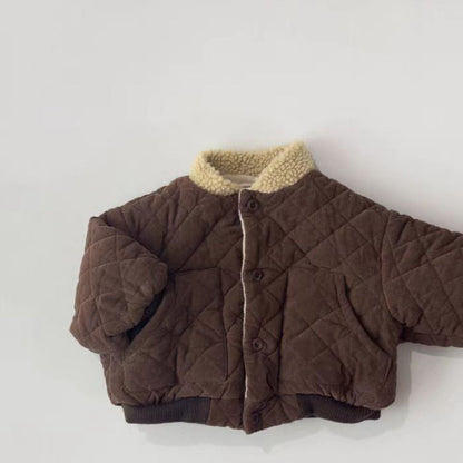 Gewatteerde jas voor kinderen (0–3 jaar) – unisex katoenen winterjas in bruin & beige-MiniBea