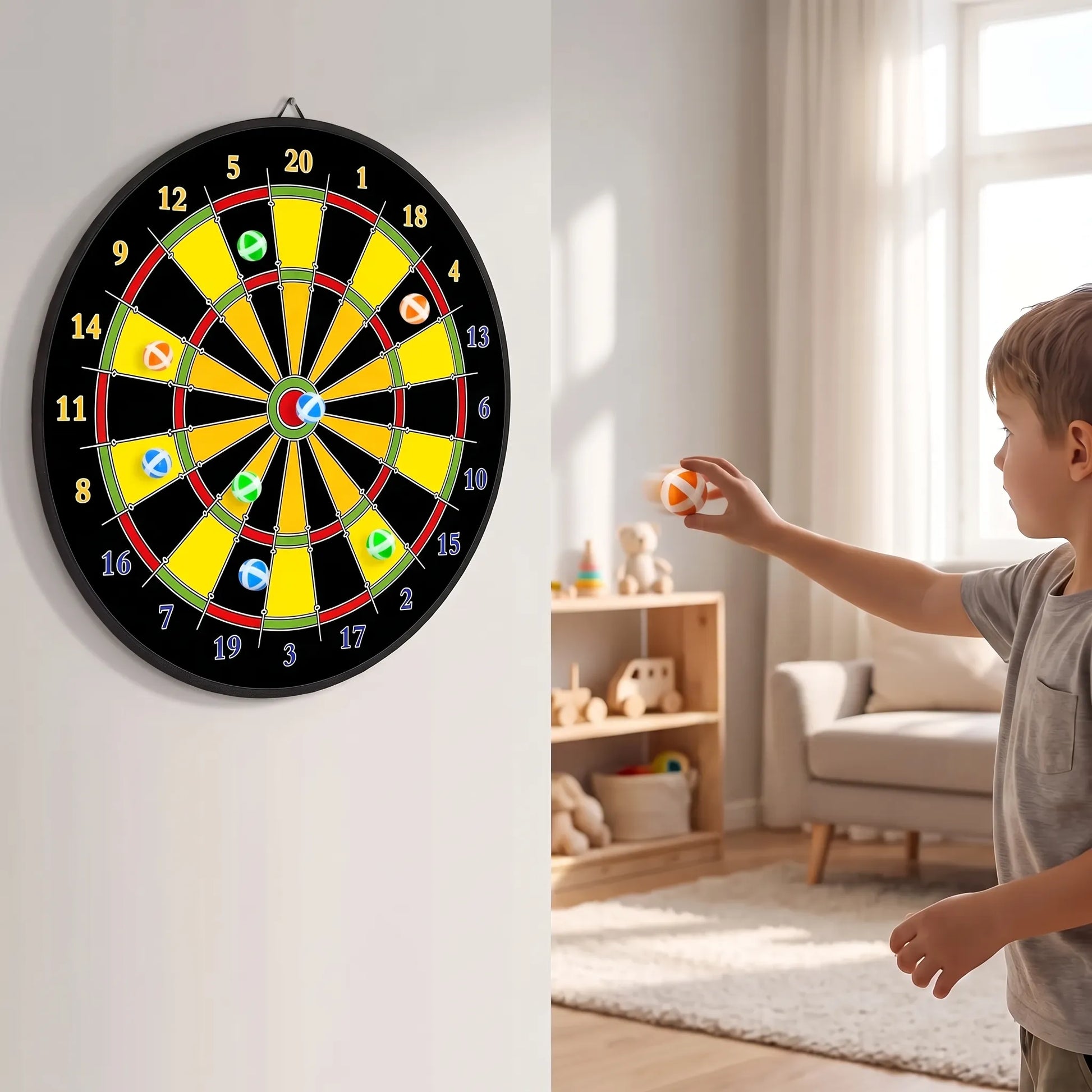 Groot Klittenband Dartbord - Educatief Dartspel Kinderen met Ballen
