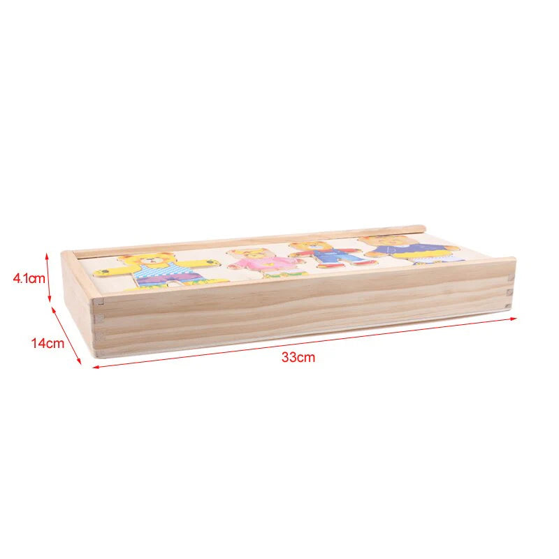 Houten Berenpuzzel – Aankleedpuzzel Speelgoed Met Berenfamilie