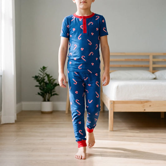 Kerstpyjama Jongens | Driedelige Bamboe Set met Zuurstokprint | 2 tot 12 Jaar