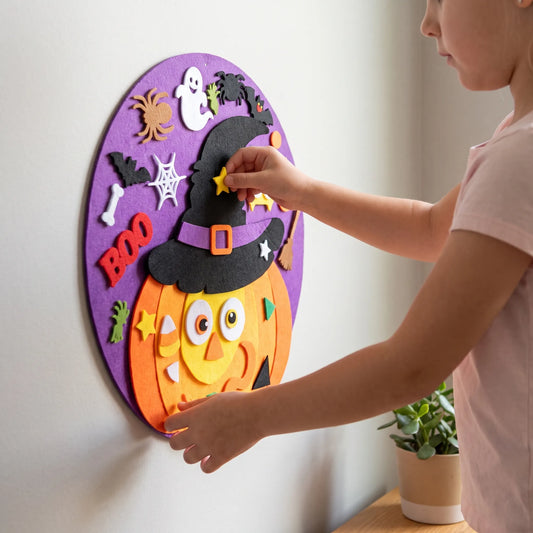 Halloween Viltbord | Herbruikbare Knutselset met 50 Vilten Figuren | Vanaf 3 Jaar
