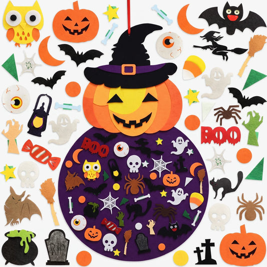 Halloween Viltbord | Herbruikbare Knutselset met 50 Vilten Figuren | Vanaf 3 Jaar
