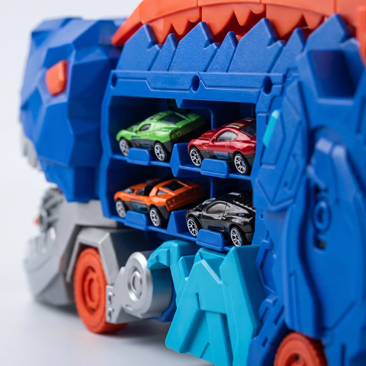 Here’s the Dutch translation in the same product-title style:  Dinosaurus Auto Speelgoed – 2-in-1 Dinosaurus Transporttruck Met Lanceerhelling