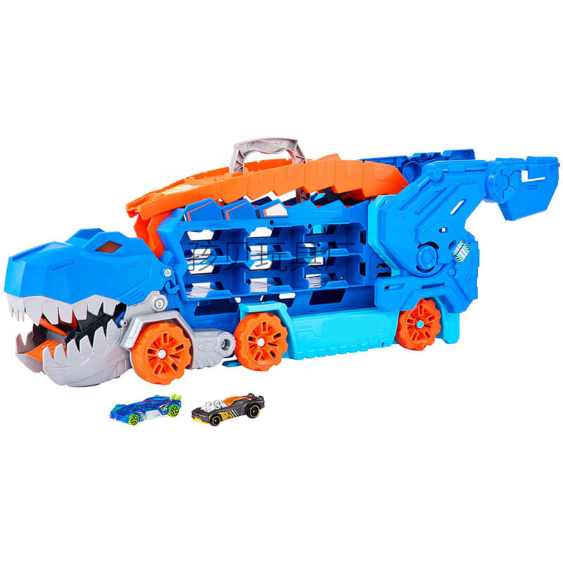 Here’s the Dutch translation in the same product-title style:  Dinosaurus Auto Speelgoed – 2-in-1 Dinosaurus Transporttruck Met Lanceerhelling
