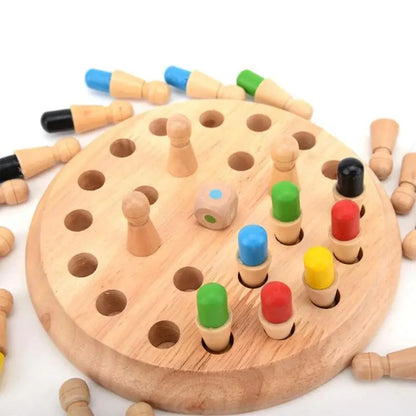 Memory Match Schaakspel - Houten Kleuren Geheugenschaak
