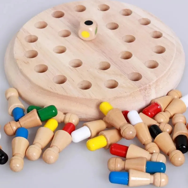 Memory Match Schaakspel - Houten Kleuren Geheugenschaak