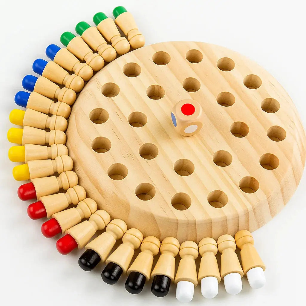 Memory Match Schaakspel - Houten Kleuren Geheugenschaak