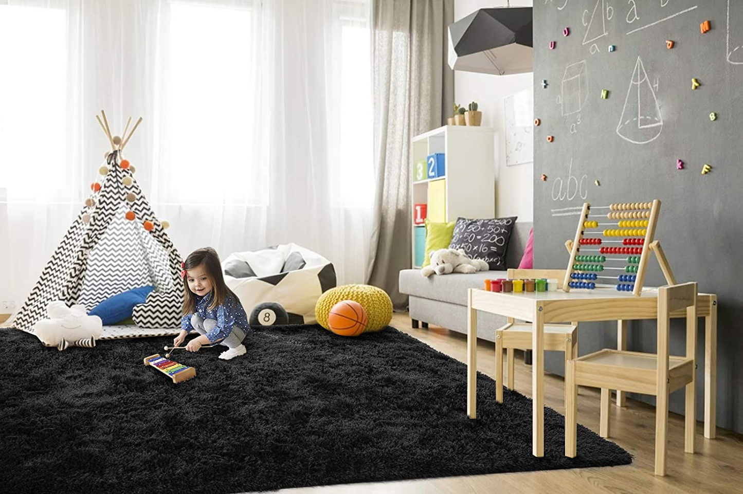 Hoogpolig Vloerkleed Kinderkamer | Zacht Shaggy Tapijt, Antislip