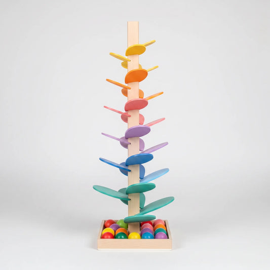 Houten Knikkerbaan Boom | Kleurrijke Knikkertoren met 10 Ballen | Verkrijgbaar in 29 of 71 cm