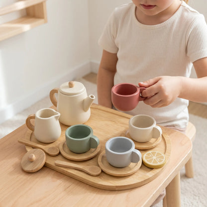 Houten Theeset Speelgoed – Montessori Theekransset Voor Kinderen