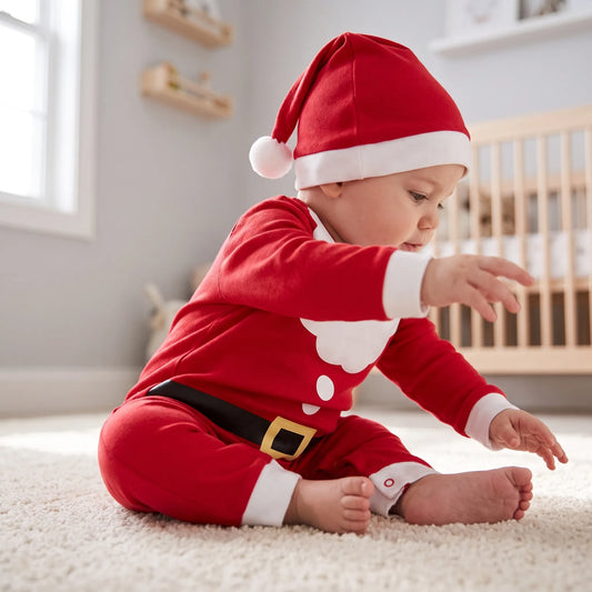 Kerstoutfit Baby | Katoenen Kerstpakje voor de Eerste Kerst | Maat 62 tot 86