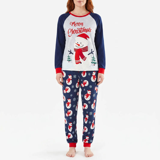 Kerstpyjama Gezin | Bijpassende Set met Sneeuwpopprint en Raglanmouwen | Dames Heren Kinderen Baby en Huisdier