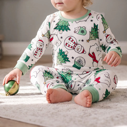 Kerstpyjama Gezin Groen | Bijpassende Set met Kerstprint | Dames Heren Kinderen en Huisdier