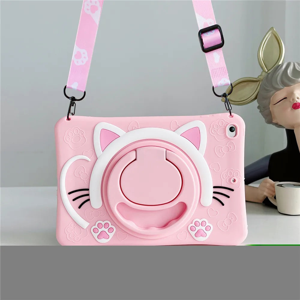 Kinder Cartoon Tablethoes – Siliconen Tablethoes Met Ringstandaard
