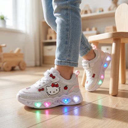 Kinder Kitty Sneakers – Lichtgevende Mesh Schoenen Voor Peuters