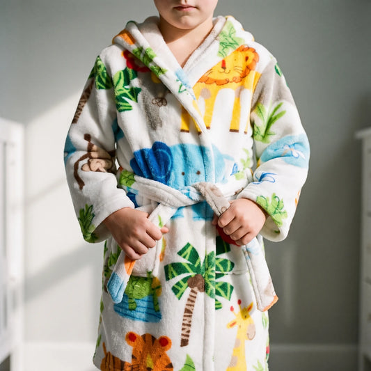 Kinderbadjas Flanel | Zachte Badjas met Capuchon | Dierenmotief