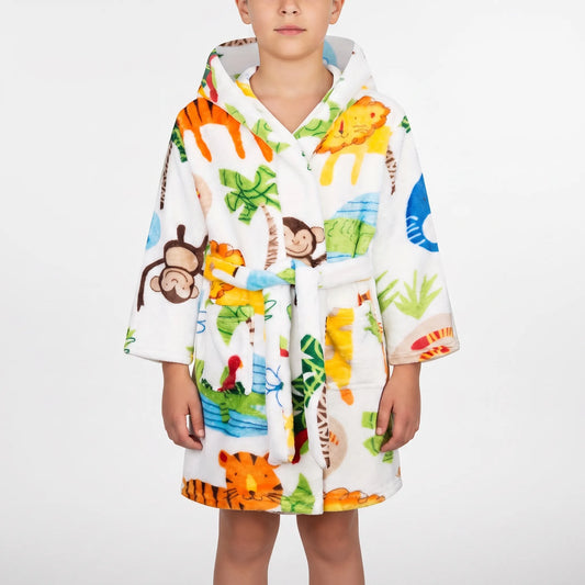 Kinderbadjas Flanel | Zachte Badjas met Capuchon | Dierenmotief