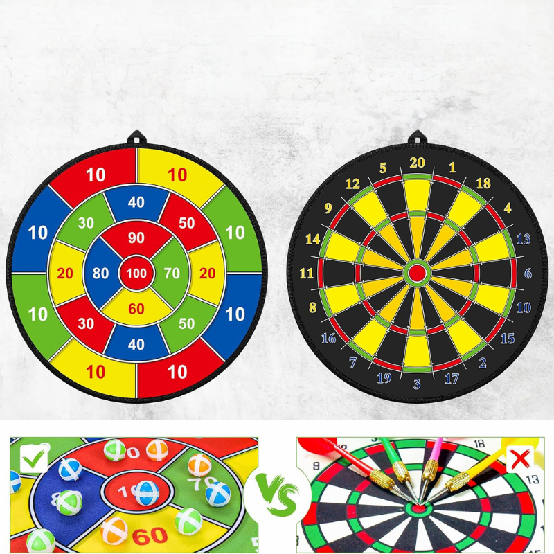 Kinderdartbord - Dubbelzijdig Klittenband Dartbord met Veilige Darts