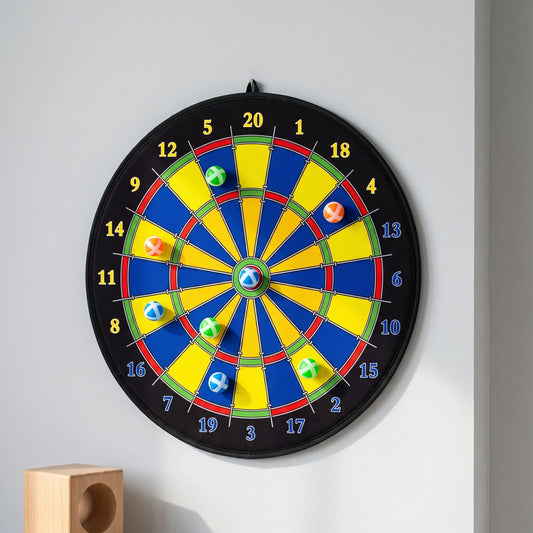 Kinderdartbord Klittenband | Dubbelzijdig Dartspel met Plakballen | Veilig Speelgoed