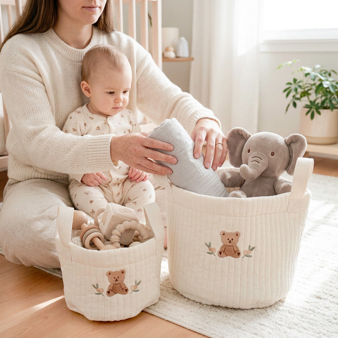 Kinderkamer Opbergmand – Gewatteerde Baby Opbergmand
