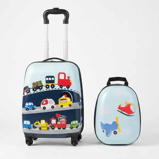 Kinderkoffer Set 2 Delig | Hardshell Trolley 40 cm met Rugzak | 360 Graden Zwenkwielen