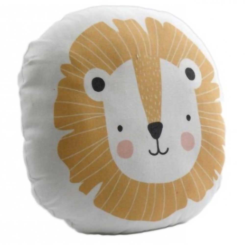 Kinderkussen – Rond Kussen Met Leeuwenprint