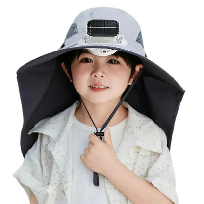 Kinderpet met Ventilator - Verstelbare Zonnepet op Zonne-Energie