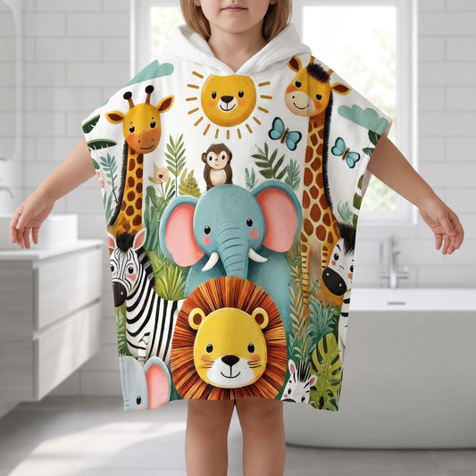 Kinderponcho Dierenprint | Cape met Capuchon en Ruime Pasvorm | Voor Elk Seizoen