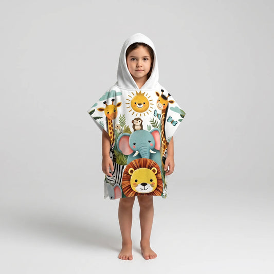 Kinderponcho Dierenprint | Cape met Capuchon en Ruime Pasvorm | Voor Elk Seizoen