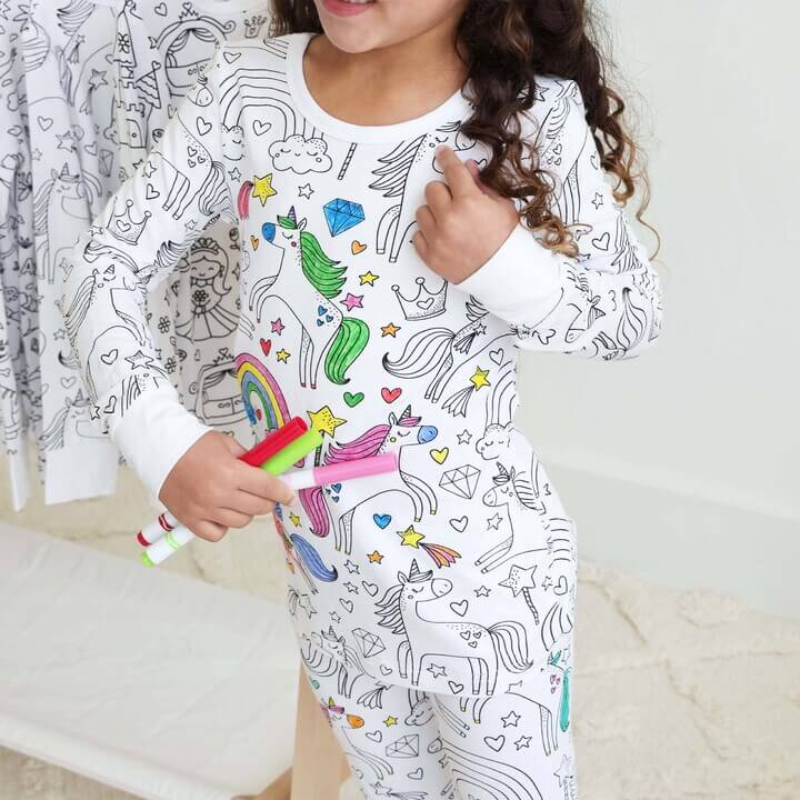 Kinderpyjama om in te Kleuren | Wasbaar Ontwerp met Optionele Textielstiften | Maat 3 tot 8 Jaar
