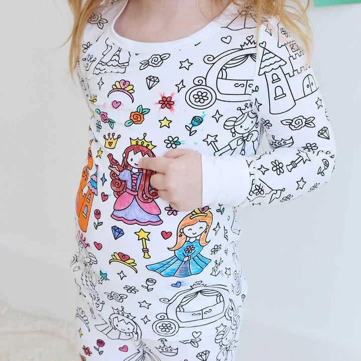 Kinderpyjama om in te Kleuren | Wasbaar Ontwerp met Optionele Textielstiften | Maat 3 tot 8 Jaar