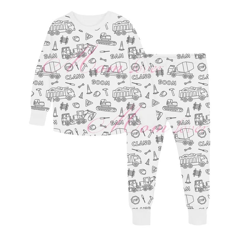 Kinderpyjama om in te Kleuren | Wasbaar Ontwerp met Optionele Textielstiften | Maat 3 tot 8 Jaar