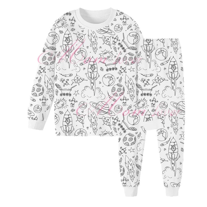 Kinderpyjama om in te Kleuren | Wasbaar Ontwerp met Optionele Textielstiften | Maat 3 tot 8 Jaar