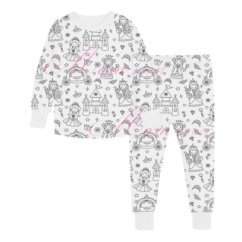 Kinderpyjama om in te Kleuren | Wasbaar Ontwerp met Optionele Textielstiften | Maat 3 tot 8 Jaar