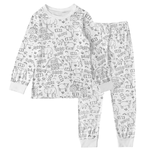 Kinderpyjama om in te Kleuren | Wasbaar Ontwerp met Optionele Textielstiften | Maat 3 tot 8 Jaar