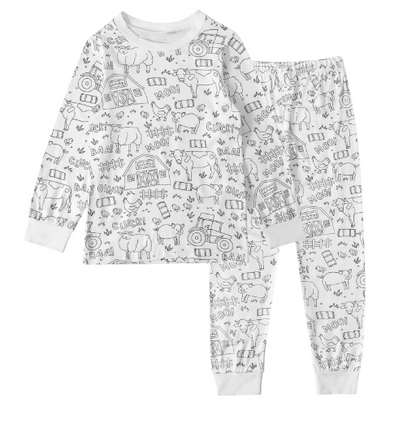 Kinderpyjama om in te Kleuren | Wasbaar Ontwerp met Optionele Textielstiften | Maat 3 tot 8 Jaar