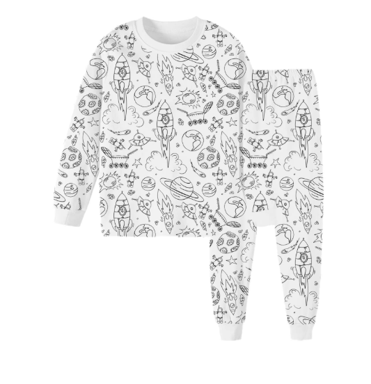 Kinderpyjama om in te Kleuren | Wasbaar Ontwerp met Optionele Textielstiften | Maat 3 tot 8 Jaar