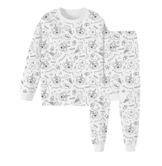 Kinderpyjama om in te Kleuren | Wasbaar Ontwerp met Optionele Textielstiften | Maat 3 tot 8 Jaar