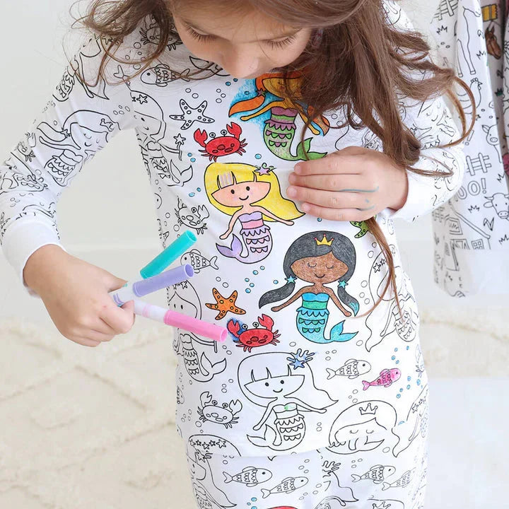 Kinderpyjama om in te Kleuren | Wasbaar Ontwerp met Optionele Textielstiften | Maat 3 tot 8 Jaar