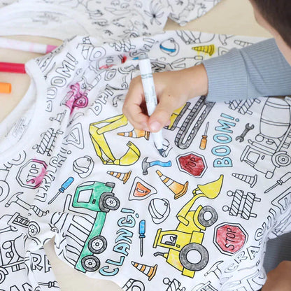 Kinderpyjama om in te Kleuren | Wasbaar Ontwerp met Optionele Textielstiften | Maat 3 tot 8 Jaar