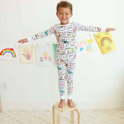 Kinderpyjama om in te Kleuren | Wasbaar Ontwerp met Optionele Textielstiften | Maat 3 tot 8 Jaar