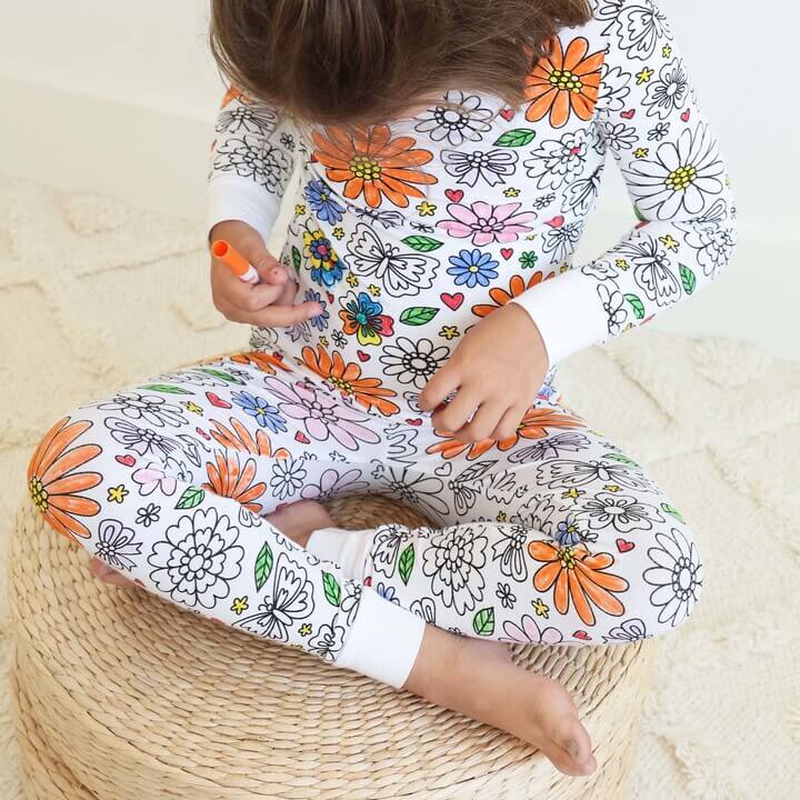 Kinderpyjama om in te Kleuren | Wasbaar Ontwerp met Optionele Textielstiften | Maat 3 tot 8 Jaar