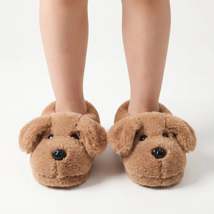 Kindersloffen Hondje | Pluche Pantoffels met Rubberen Antislipzool | Unisex Maten 22 tot 33