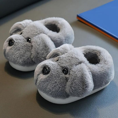 Kindersloffen Hondje | Pluche Pantoffels met Rubberen Antislipzool | Unisex Maten 22 tot 33