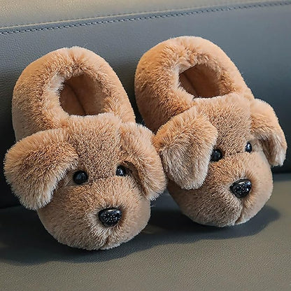 Kindersloffen Hondje | Pluche Pantoffels met Rubberen Antislipzool | Unisex Maten 22 tot 33